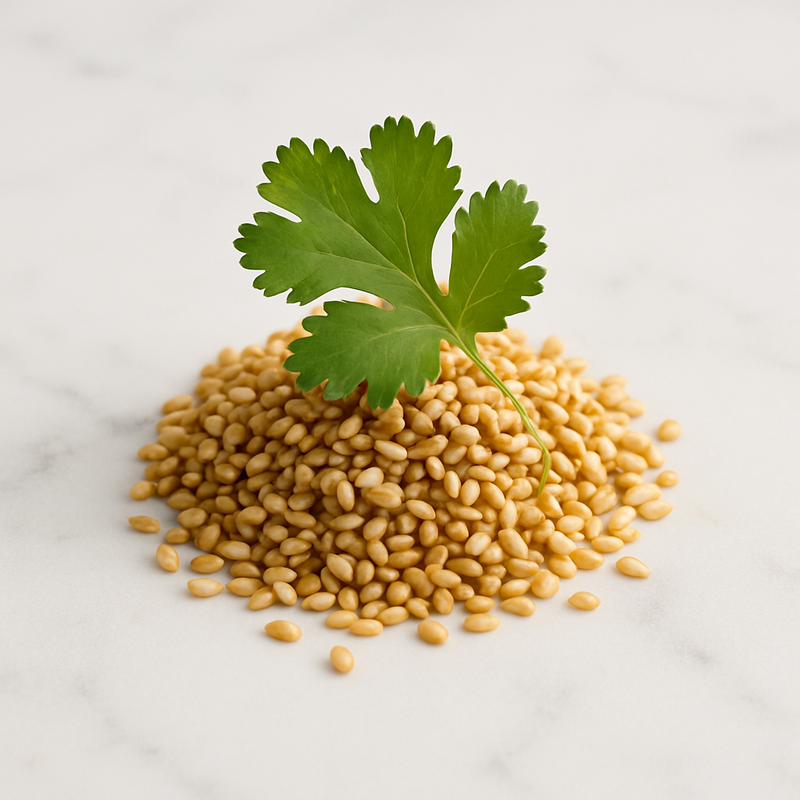 Ajonjoli tostado y cilantro (para decorar)