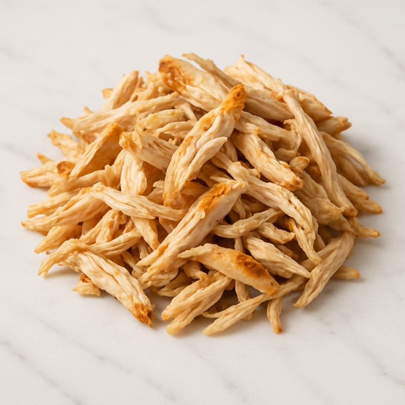 Pechuga de pollo cocida y deshebrada