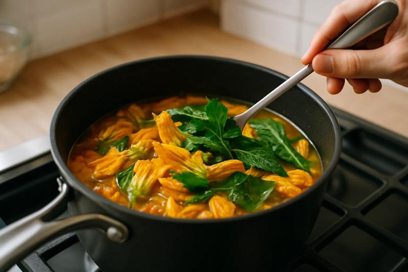 Paso 3 de Sopa de Flor de Calabaza