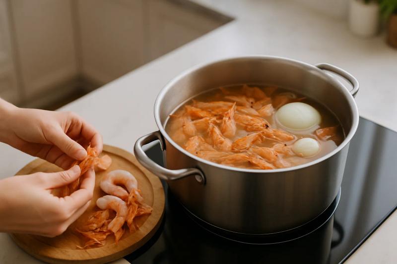 Paso 1 de Caldo de Camarón