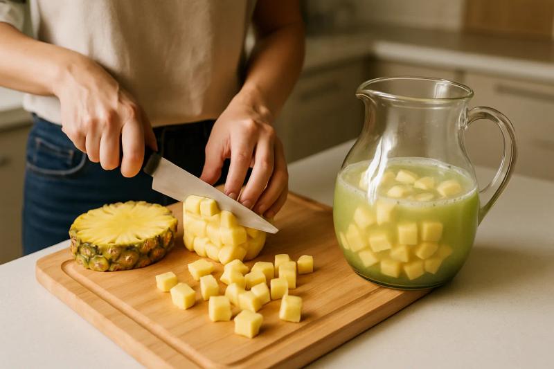 Paso 2 de Agua de Piña con Hierbabuena