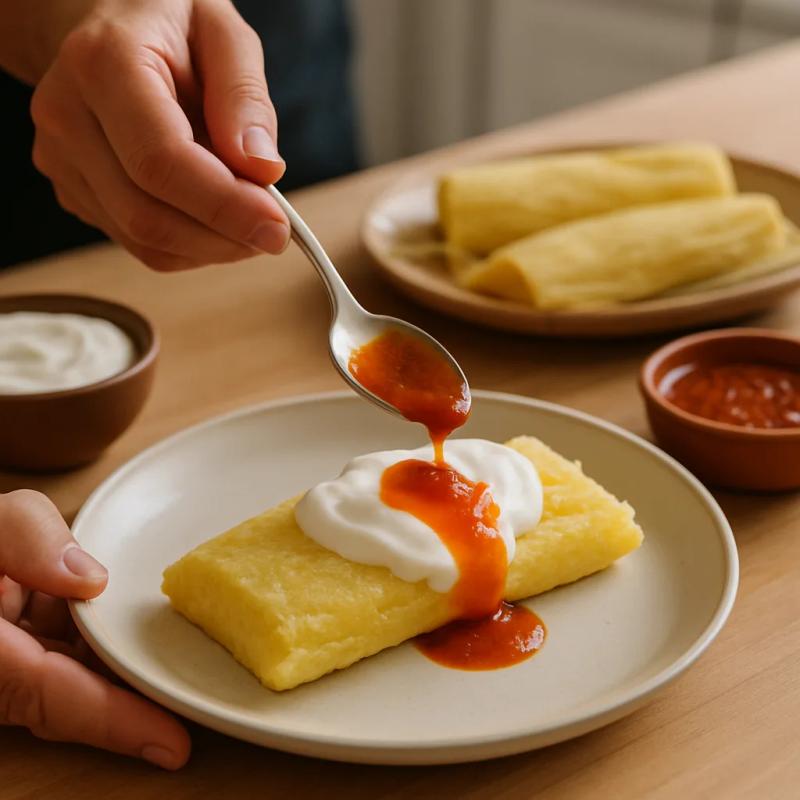 Paso 7 de Huchepos con Crema y Salsa