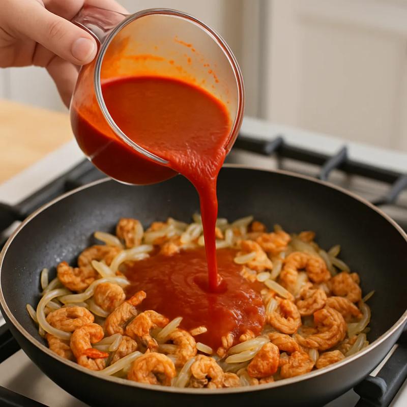 Paso 5 de Nopalitos con Camarón Seco