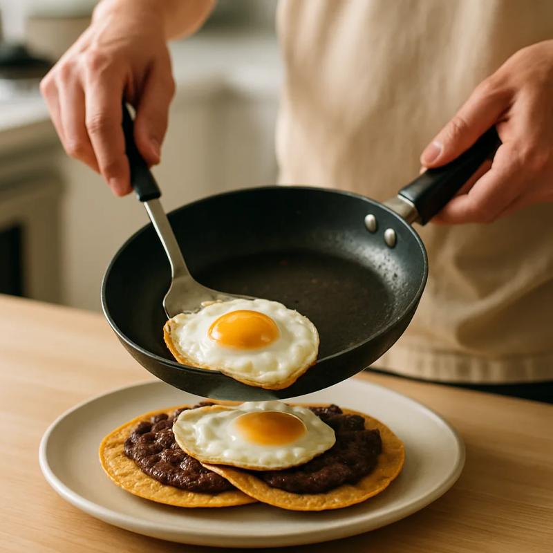 Paso 7 de Huevos Motuleños con Jamón