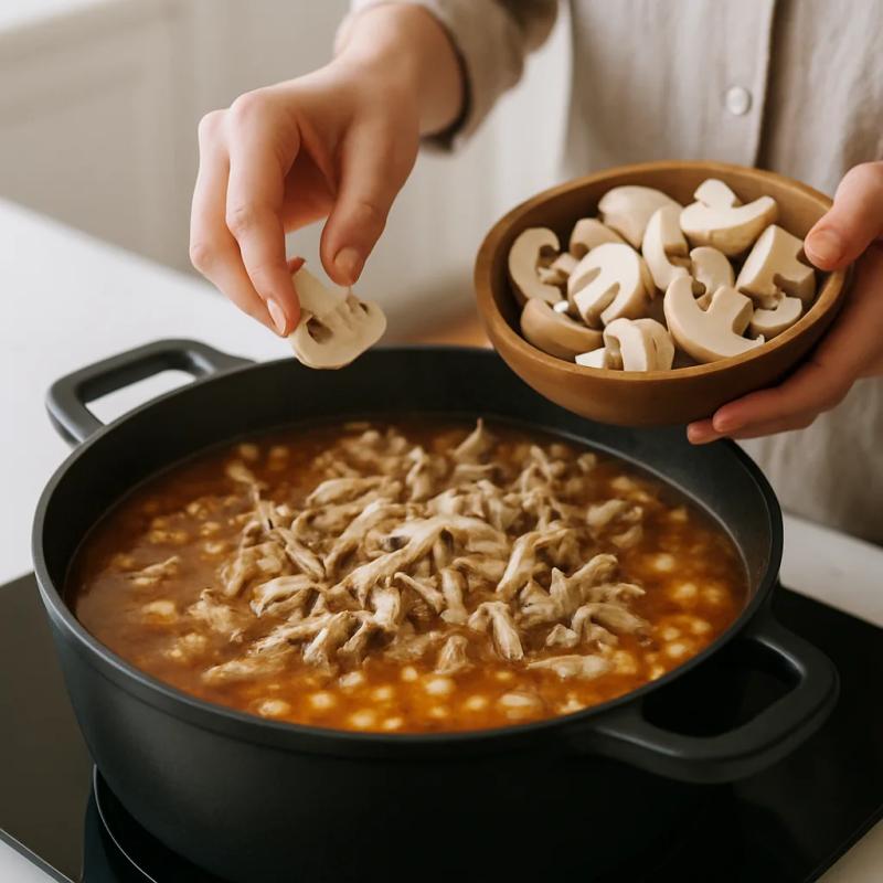 Paso 6 de Pozole de Champinones