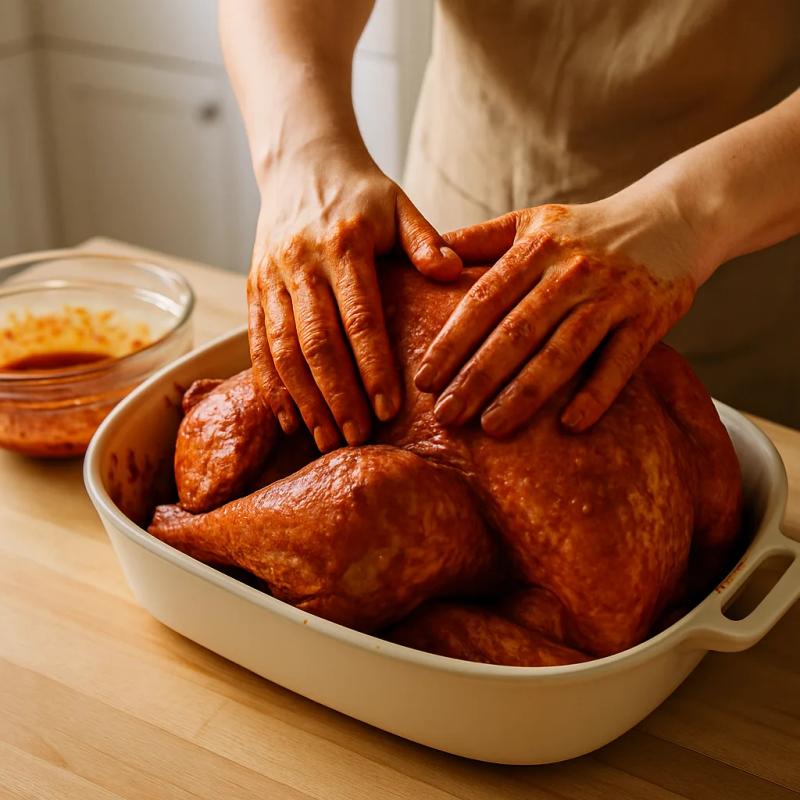 Paso 2 de Pavo Navideño Mexicano