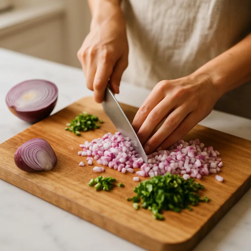 Paso 2 de Ceviche Vegano de Coliflor