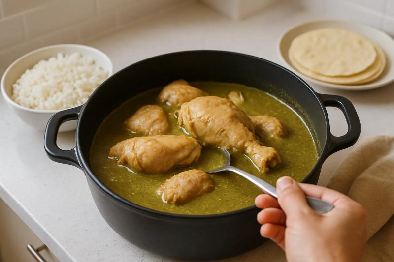 Paso 6 de Pollo en Mole Verde