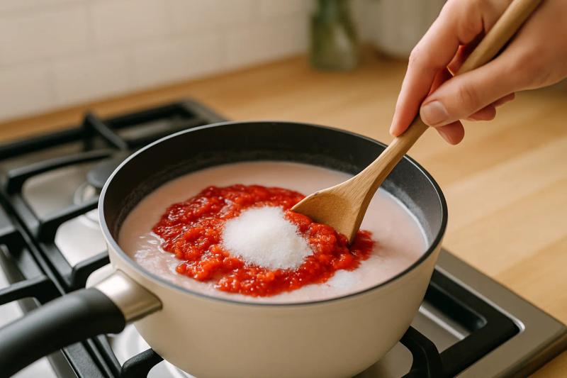 Paso 5 de Atole de Fresa