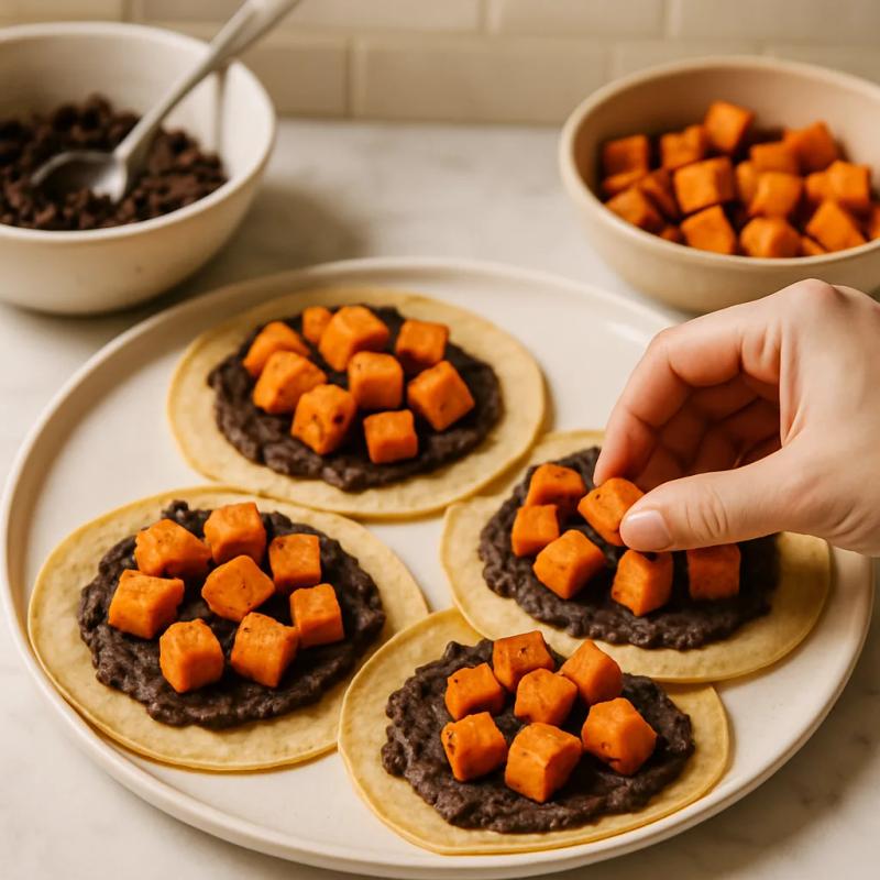 Paso 5 de Tacos de Camote y Frijol Negro