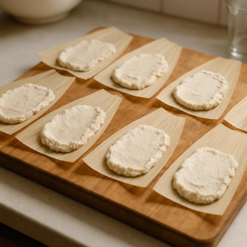 Paso 5 de Tamales de Champiñones y Rajas