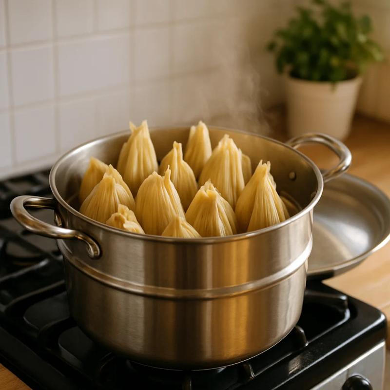 Paso 7 de Tamales de Champiñones y Rajas