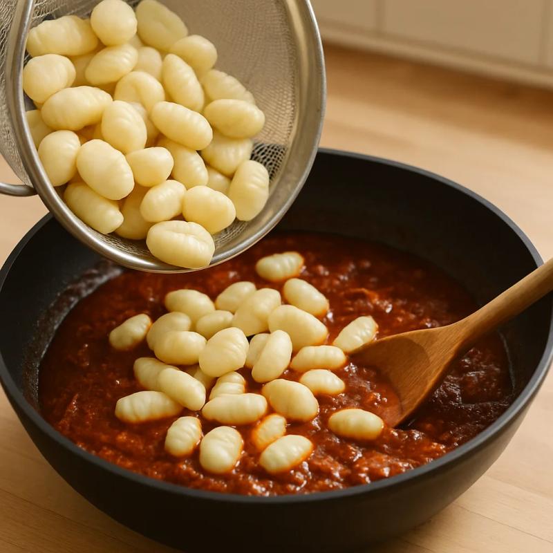 Paso 6 de Gnocchi en Salsa de Chile Pasilla