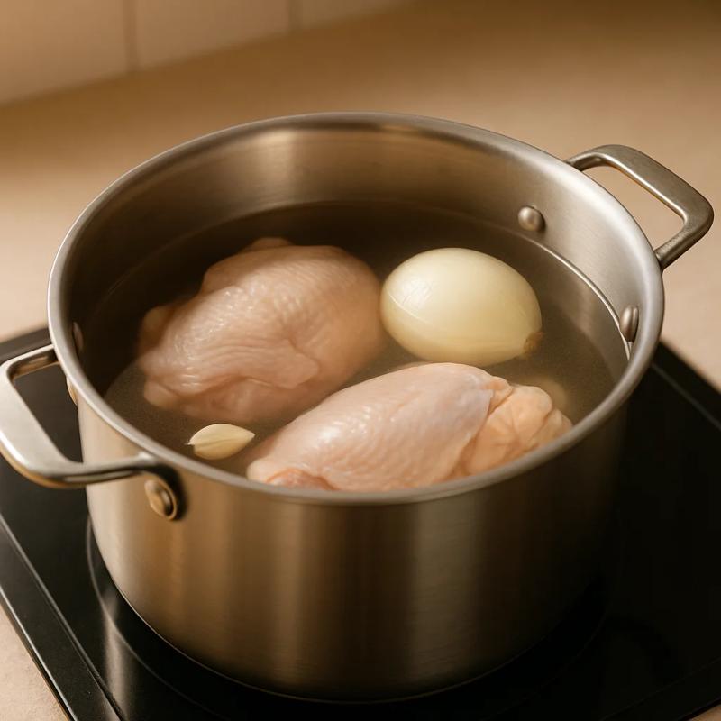 Paso 1 de Sopa de Coditos con Pollo