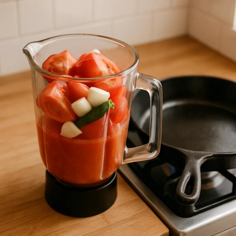 Paso 1 de Huevos Rancheros Veganos con Tofu