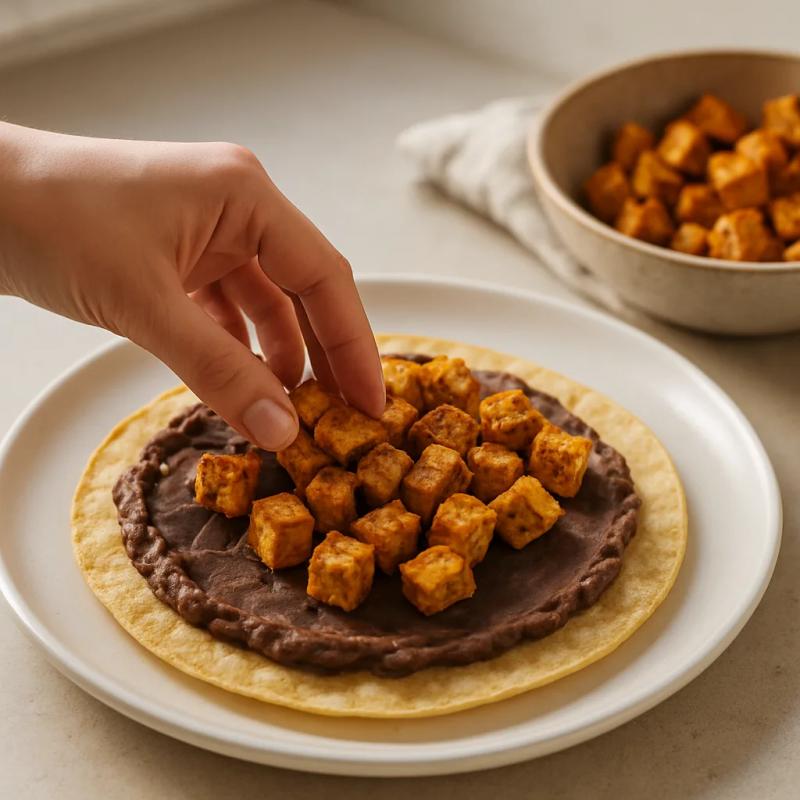 Paso 6 de Huevos Rancheros Veganos con Tofu