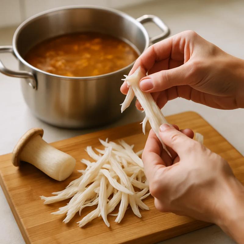 Paso 5 de Menudo Vegano de Setas