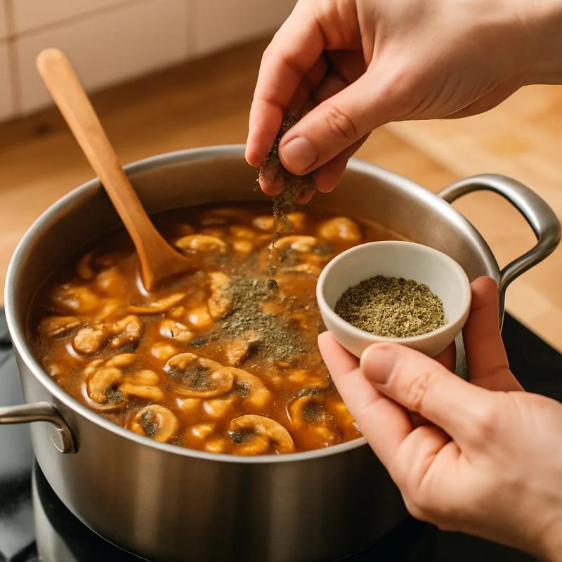 Paso 7 de Menudo Vegano de Setas