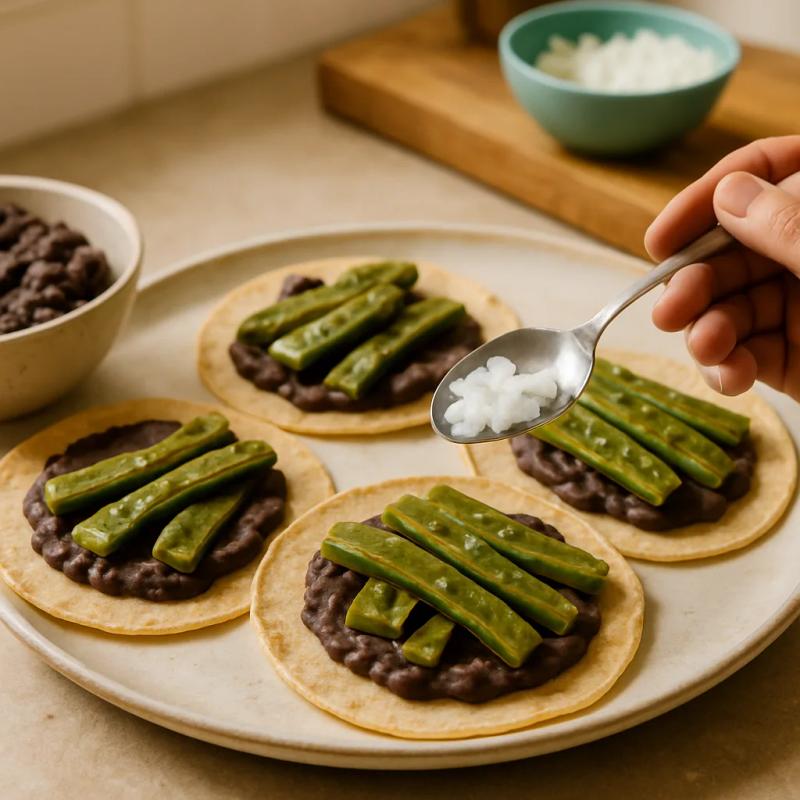 Paso 5 de Tacos de Nopal y Frijol Negro