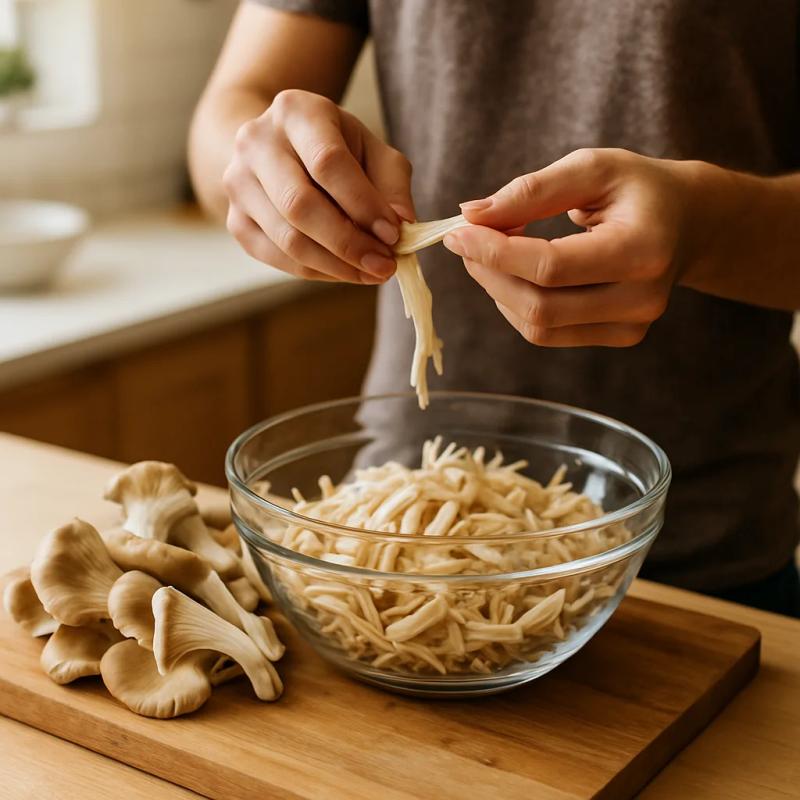 Paso 1 de Machaca Vegana de Setas