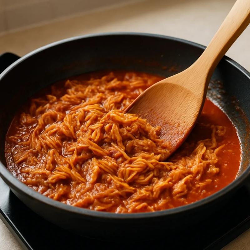 Paso 4 de Tostadas de Tinga de Jackfruit