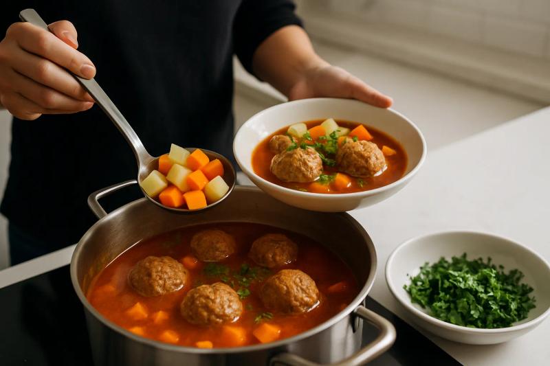 Paso 5 de Albóndigas en Caldillo