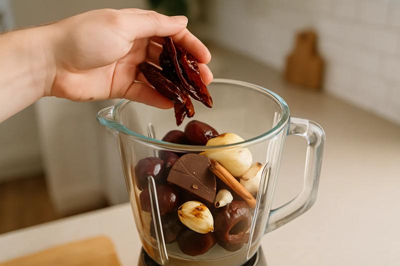 Paso 3 de Pato en Mole de Ciruela