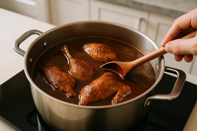 Paso 4 de Pato en Mole de Ciruela