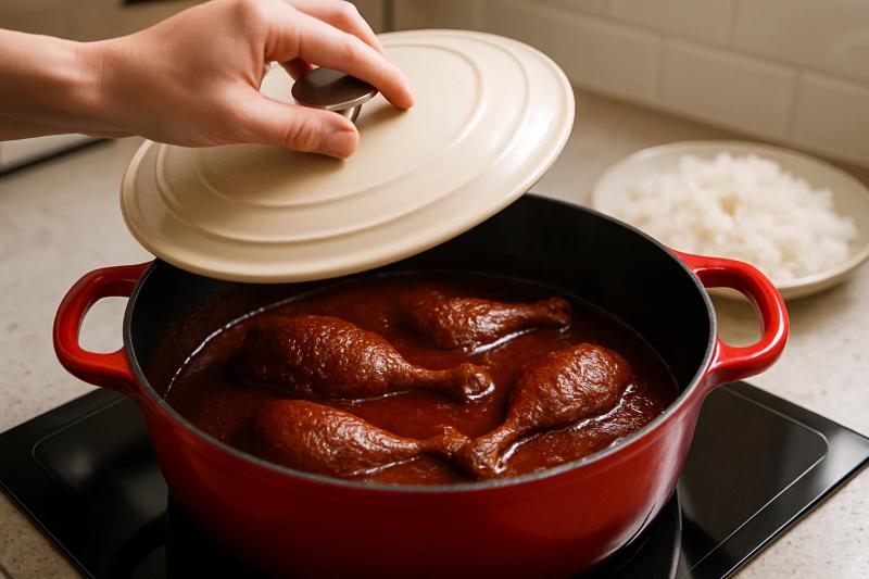 Paso 5 de Pato en Mole de Ciruela