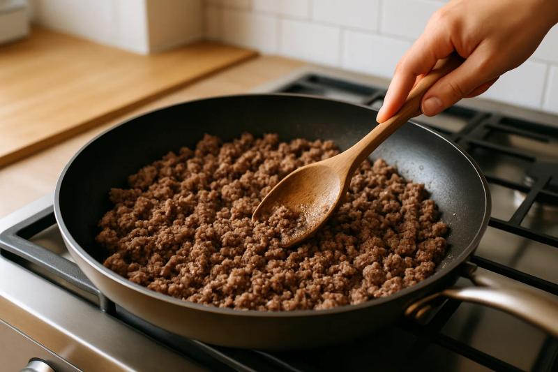 Paso 3 de Carne Molida en Salsa Roja