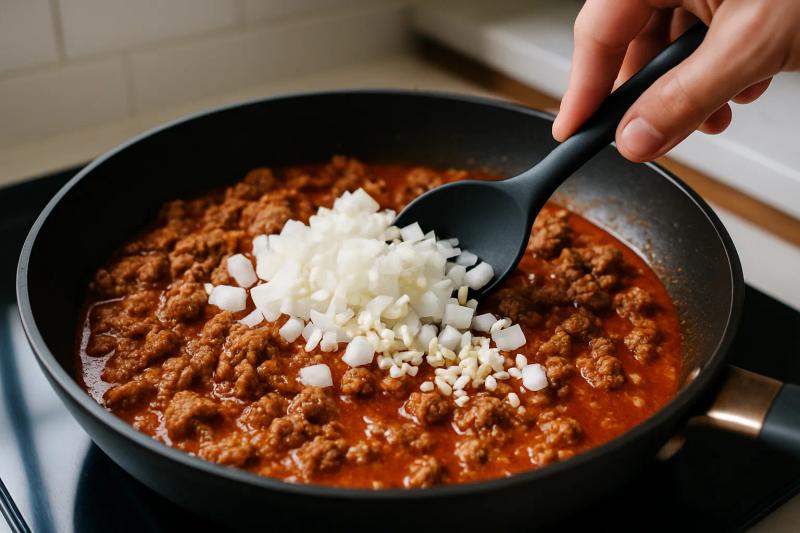 Paso 4 de Carne Molida en Salsa Roja