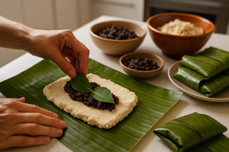 Paso 5 de Tamales de Frijol con Hoja Santa