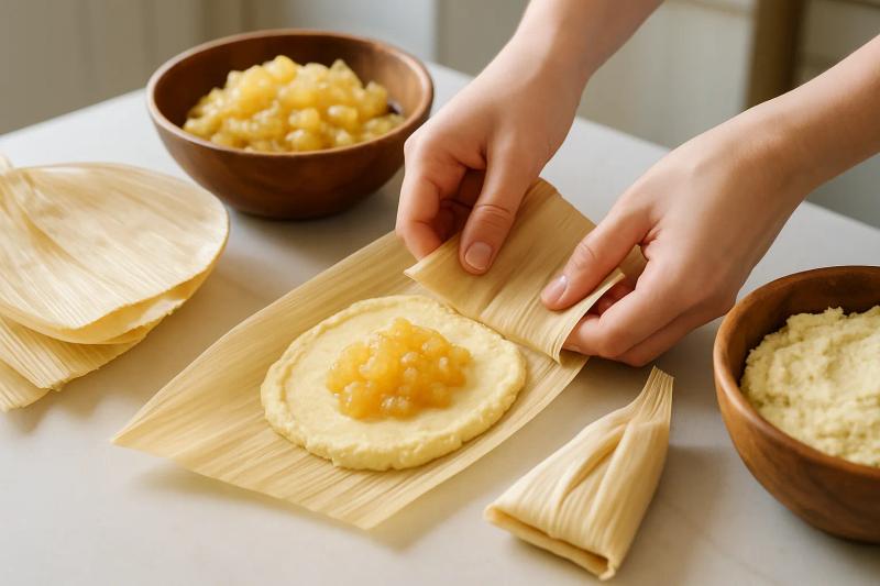 Paso 4 de Tamales de Piña con Coco