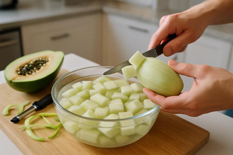 Paso 1 de Dulce de Papaya Verde