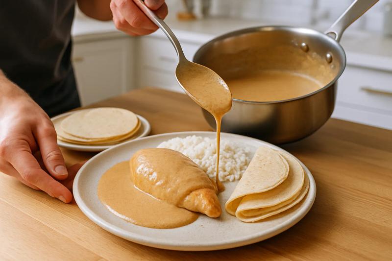 Paso 6 de Pollo Almendrado Poblano