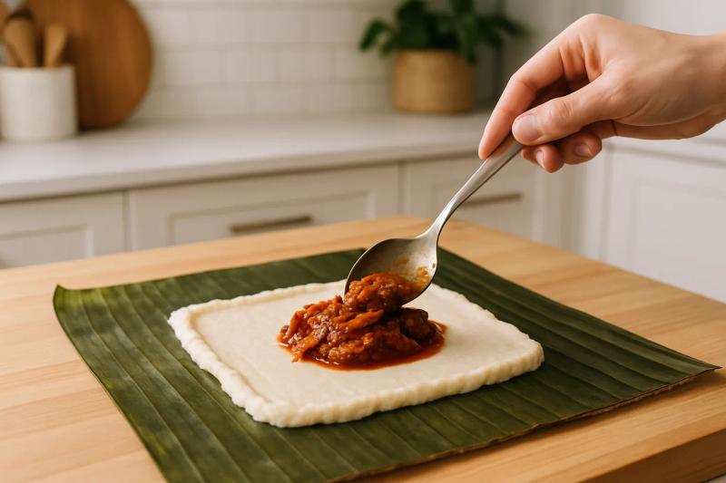 Paso 4 de Tamales de Mole Amarillo