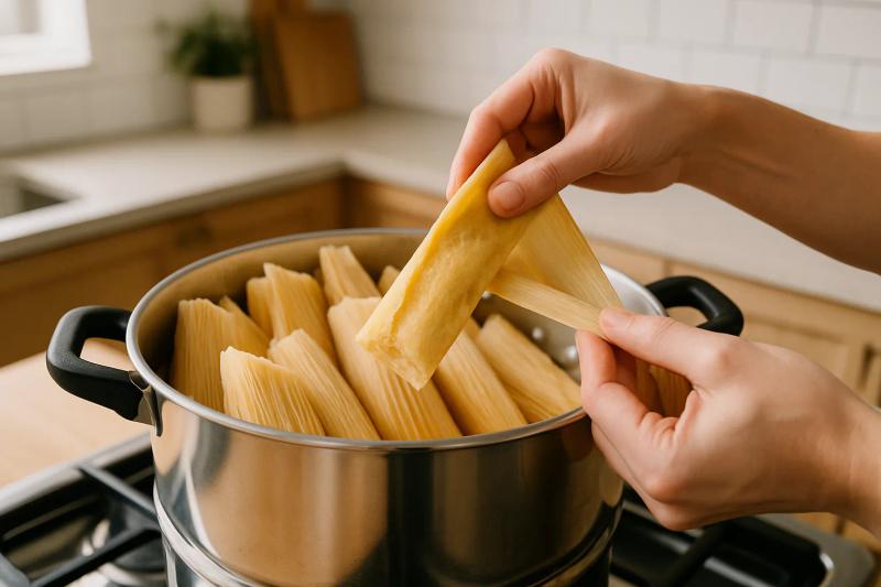 Paso 6 de Tamales de Mole Amarillo