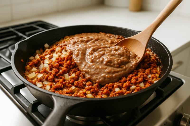 Paso 3 de Dip de Frijoles con Chorizo