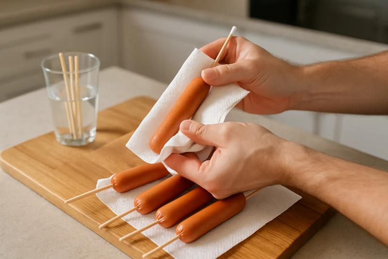 Paso 1 de Banderilla Americana (Corn Dog)