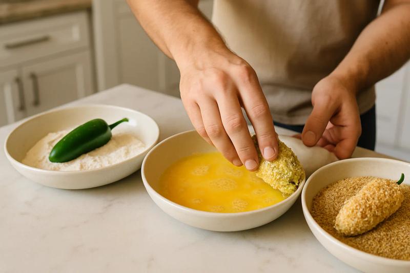 Paso 4 de Jalapeños Rellenos Crujientes