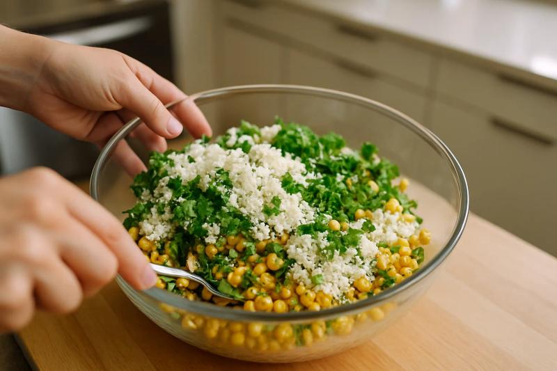 Paso 5 de Ensalada de Elote Callejero