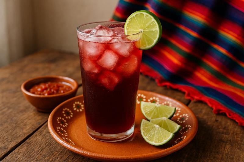 Agua de Jamaica con Mezcal