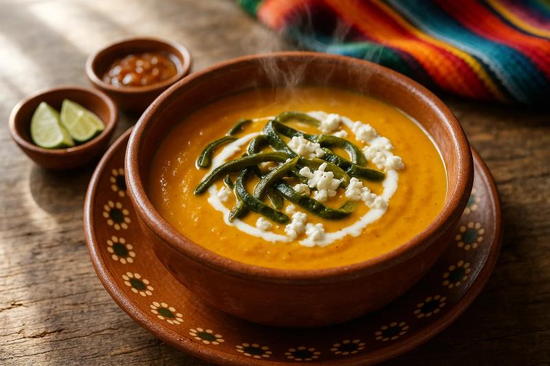 Sopa de Calabaza con Rajas