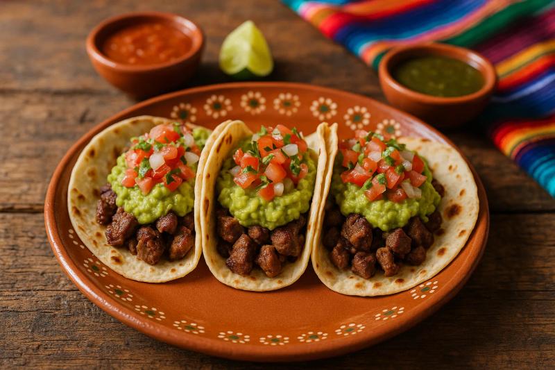 Tacos de Carne Asada con Guacamole