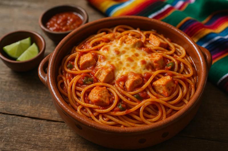 Espagueti Tex-Mex con Pollo