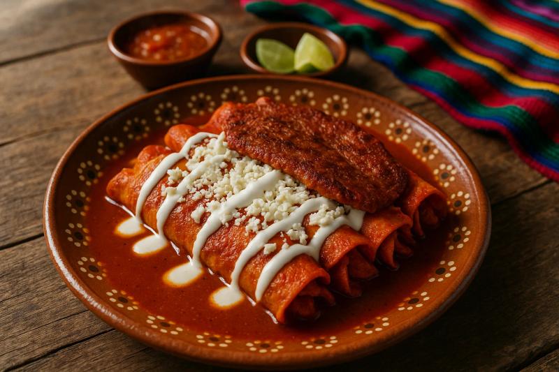 Enchiladas Huastecas con Cecina