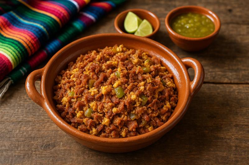 Aporreado de Carne Seca (Michoacán-Style Pounded Dried Beef with Eggs)