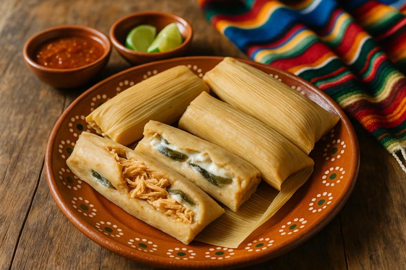 Tamales de Rajas con Pollo