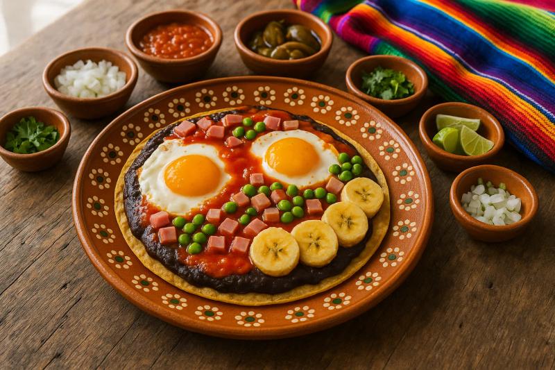 Huevos Motuleños con Jamón