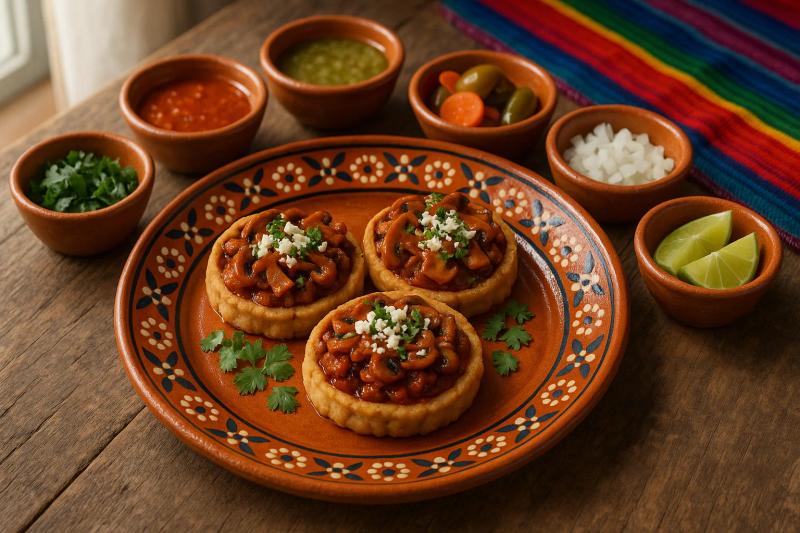 Sopes de Champiñones con Chipotle